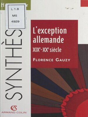 cover image of L'exception allemande, XIXe-XXe siècle